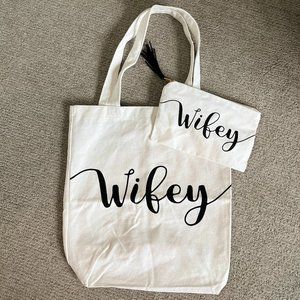 Wifey Canvas Tote Bag and Pouch